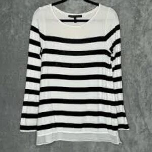 Striped Black and White Striped Long Sleeve Top.  White House Black Market  Med